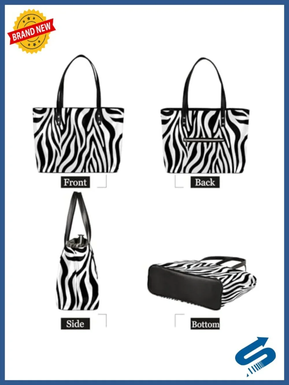 PU Leather Large Tote Bag Women Shoulder Handbag Work Travel Top Zipper
